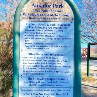 Amador park sign