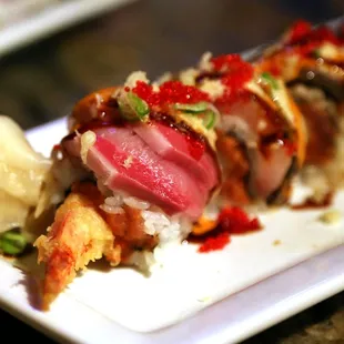 My 4,444th photo - Spicy Crunchy Rainbow Roll...