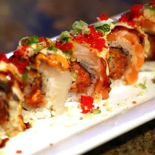 Spicy Crunchy Rainbow Roll...