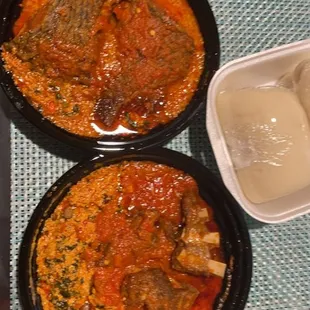 Eugsi with goat meat and fish with FuFu