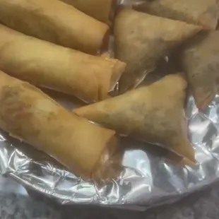 Samosa and spring rolls