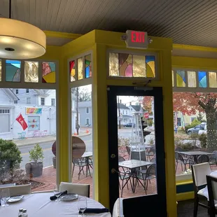 Stain glass inside restaurant