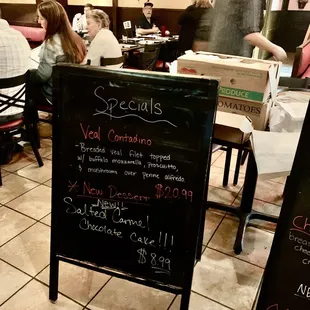 a blackboard menu