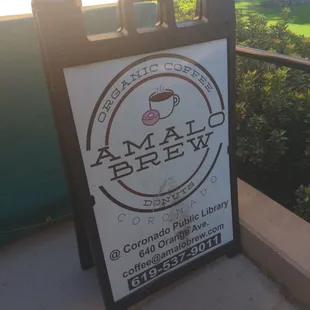 Signage of Amalo&apos;s brew