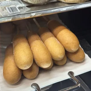 a rack of bread rolls