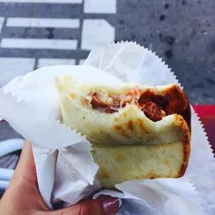 Amazing sausage sandwich for me on a bike ride