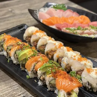 8 Piece Salmon Lover Roll. 8 Piece Wild Boy Roll. Photo by @martiwantsmore