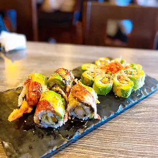 8 Piece Dragon Roll &amp; 8 Piece Amami Special Roll