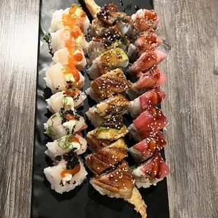 Romeo &amp; juliet roll, dragon roll, sunset roll