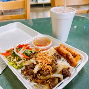 Beef &amp; Eggrolls with Vermicelli Noodles &amp; Thai Iced Tea $18.10