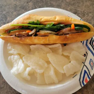 Banh mi and shrimp chips
