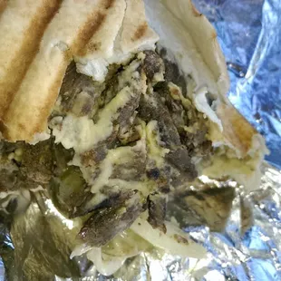 Up close look at the beef shawarma, the traditional way. You can have it any way you want it but I wanted the traditional way.