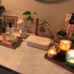 Amanda cleans your mask for you using a UV Sterilizer!