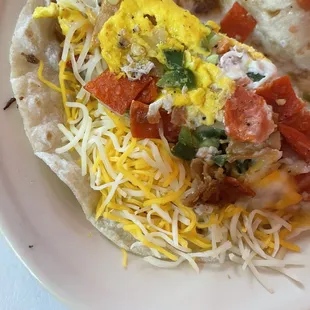 Best chilaquiles taco. Perfect flour tortillas.