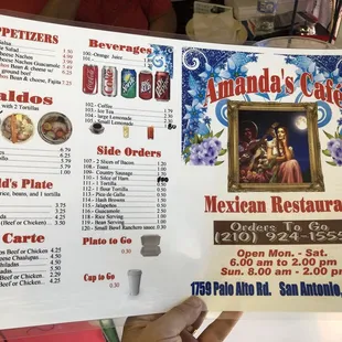 Current Menu (outside) as of June 2018