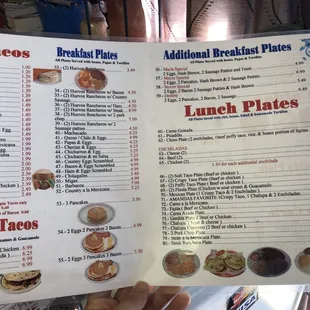Current Menu (inside) as of June 2018