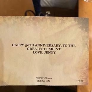 A slight typo ("parents"), though my mom loved it and is taking full credit for being the greatest :)