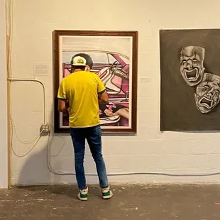 A patron's close inspection.