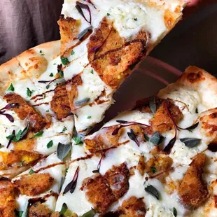 Our Marianna pie is the perfect choice for fall, pumpkin, sage and balsamic drizzle