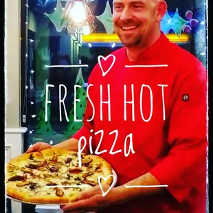 Our Cindy pizza!!!! Caramelized onions, bacon, Gorgonzola, dates and balsamic drizzle!!!!! Joy!!!!