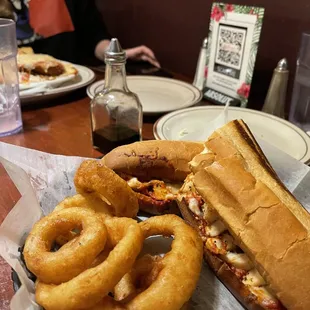 Chicken Parm Sub w/ Onion Rings