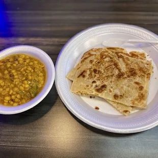 Chana Dal (Split Chickpea Lentils) &amp; Paratha (Bread)