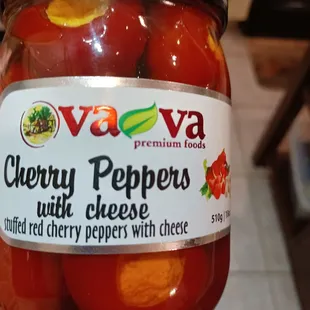 a jar of cherry peppers