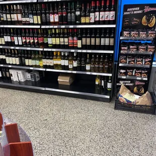 shelves of wine and liquor