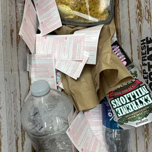 the contents of a cardboard box