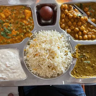 a tray of indian food