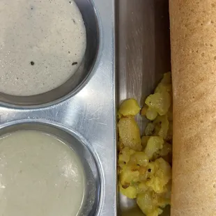 Dosa with masala on side
