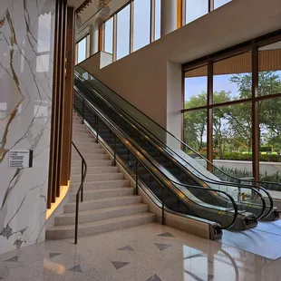 Escalator to Amare Mediterranean Restaurant