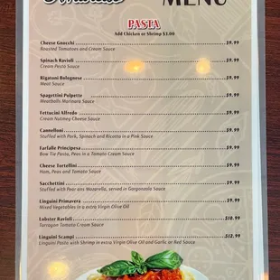 Lunch Menu (Back)