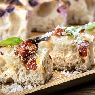 a close up of a piece of bread