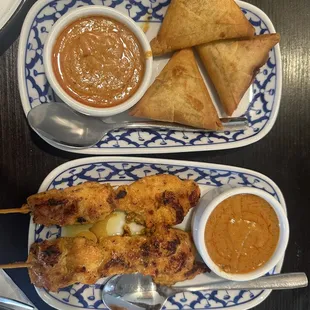 Chicken Satay  Samosas