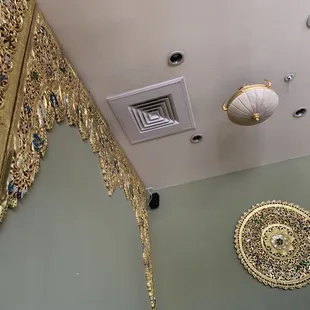 the ceiling of a restaurant