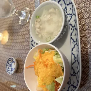 a bowl of food and a bowl of soup