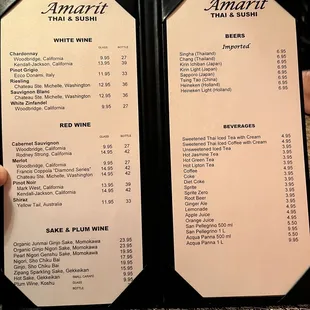 Drink menu