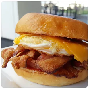 Bacon Egg Brioche is our top breakfast sandwich. It&apos;s over medium egg creates a delicious mess, so grab a handful of napkins with your order