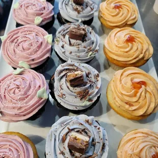 Made from scratch cupcakes: berry basket, vanilla bean, mango strawberry