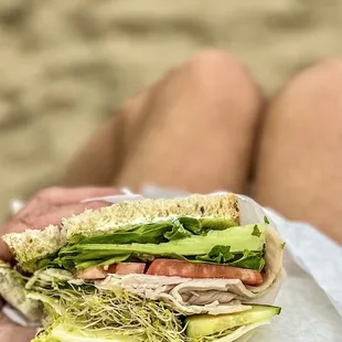 Ultimate Amarith
 is my favorite!
 Turkey, cucumber, tomato, avocado, sprouts, lettuce, red onion, provolone, mayo, dijon, multigrain.