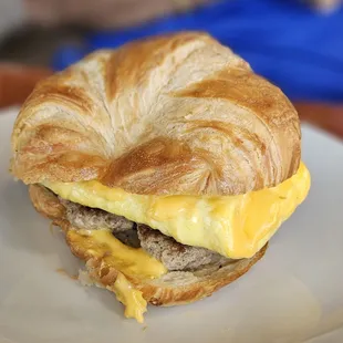 Egg &amp; Cheese Croissant with Turkey Sausage Patty