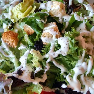 Nice looking salad, comes with the meal. Ranch had a nice tang to it