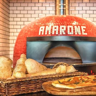 Focaccina and bread baked using traditional italian recipes.