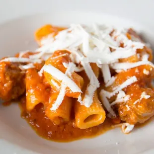 Rigatoni with Sausage Ragu and Shaved Parmesan