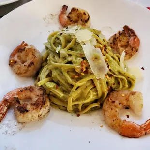 Linguine Piccante al Pesto Gamberoni