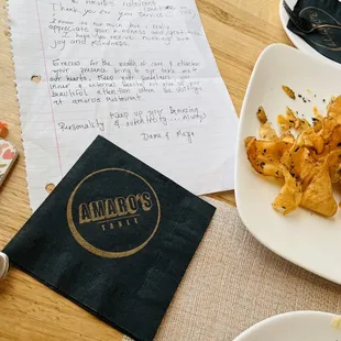 Letter to our beautiful sensible and gentle waitress Megan!