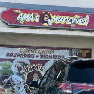 a car parked in front of a store