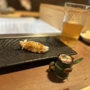 Kauai shrimp with uni butter sauce.
