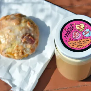 a cup of coffee and a pastry